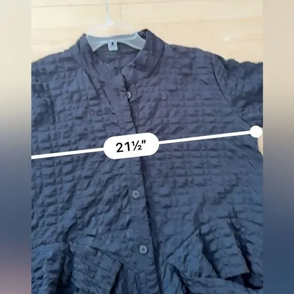 HEYDARI Nopj4149 Asymmetrical Handkerchief Hem Textured Black Jacket  M NWOT - Picture 11 of 16